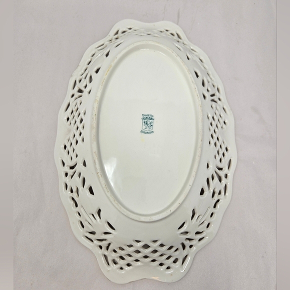 Schumann Bavaria Yellow Rose Serving Decor Dish Porcelain Perforated Edges - Picture 6 of 13